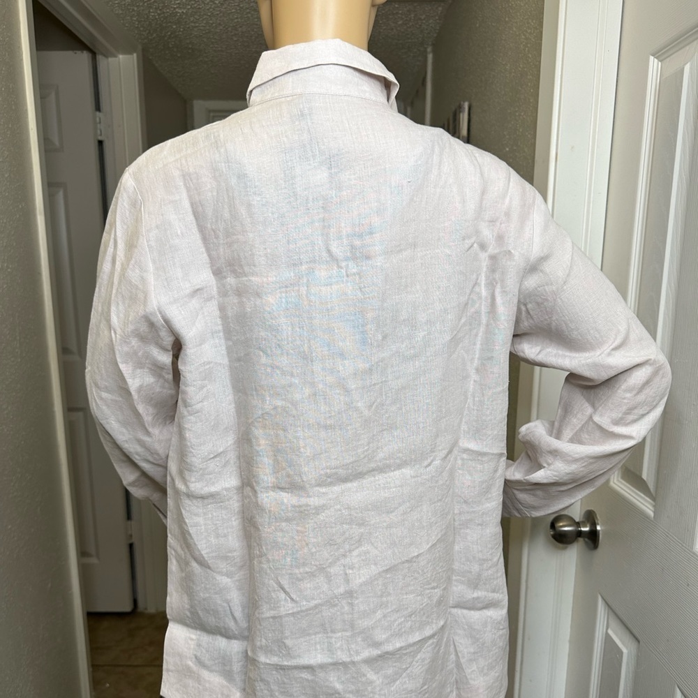 Jarbo Women's Off White Blouse Size 2 Cotton Button Down Blouse Shirt Top — image 4 of 8